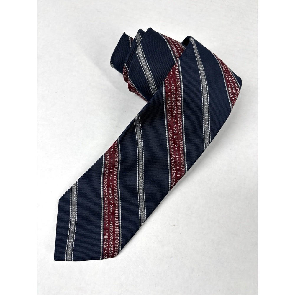 VTG 70s SMITHSONIAN INSTITUTION Tie Computer Character Print Science Tech‎ EUC